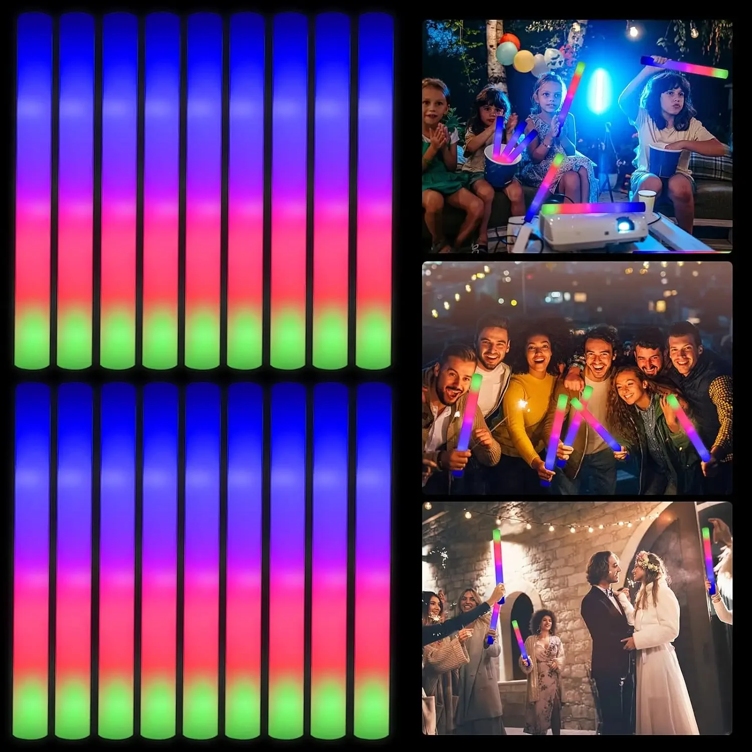 Flashing Led Foam Sticks Party - 50PCS Bastões de Espuma LED para